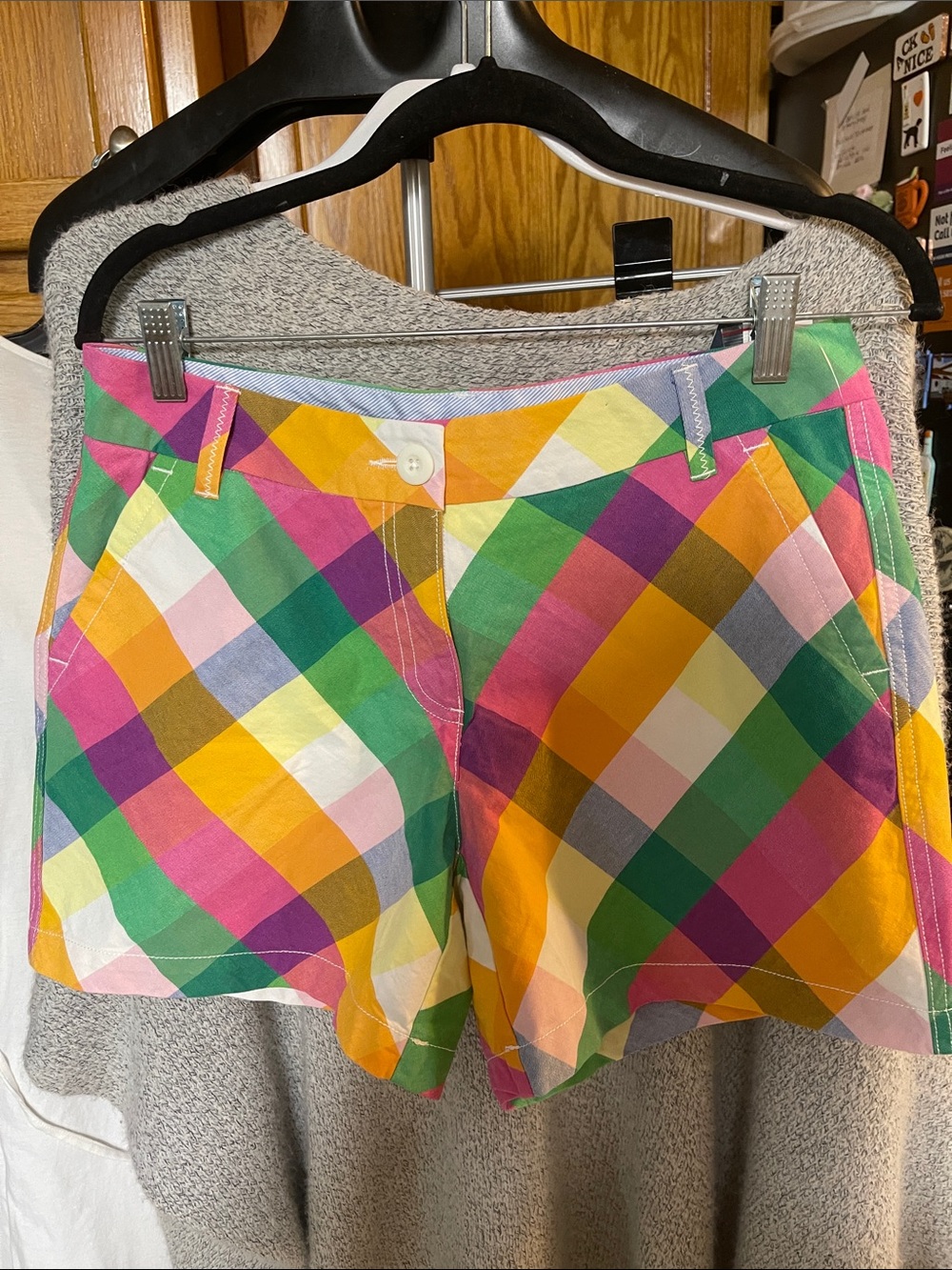 Crown & Ivy Multicolor Plaid Short Size 6 Caroline Green Pink Blue Orange